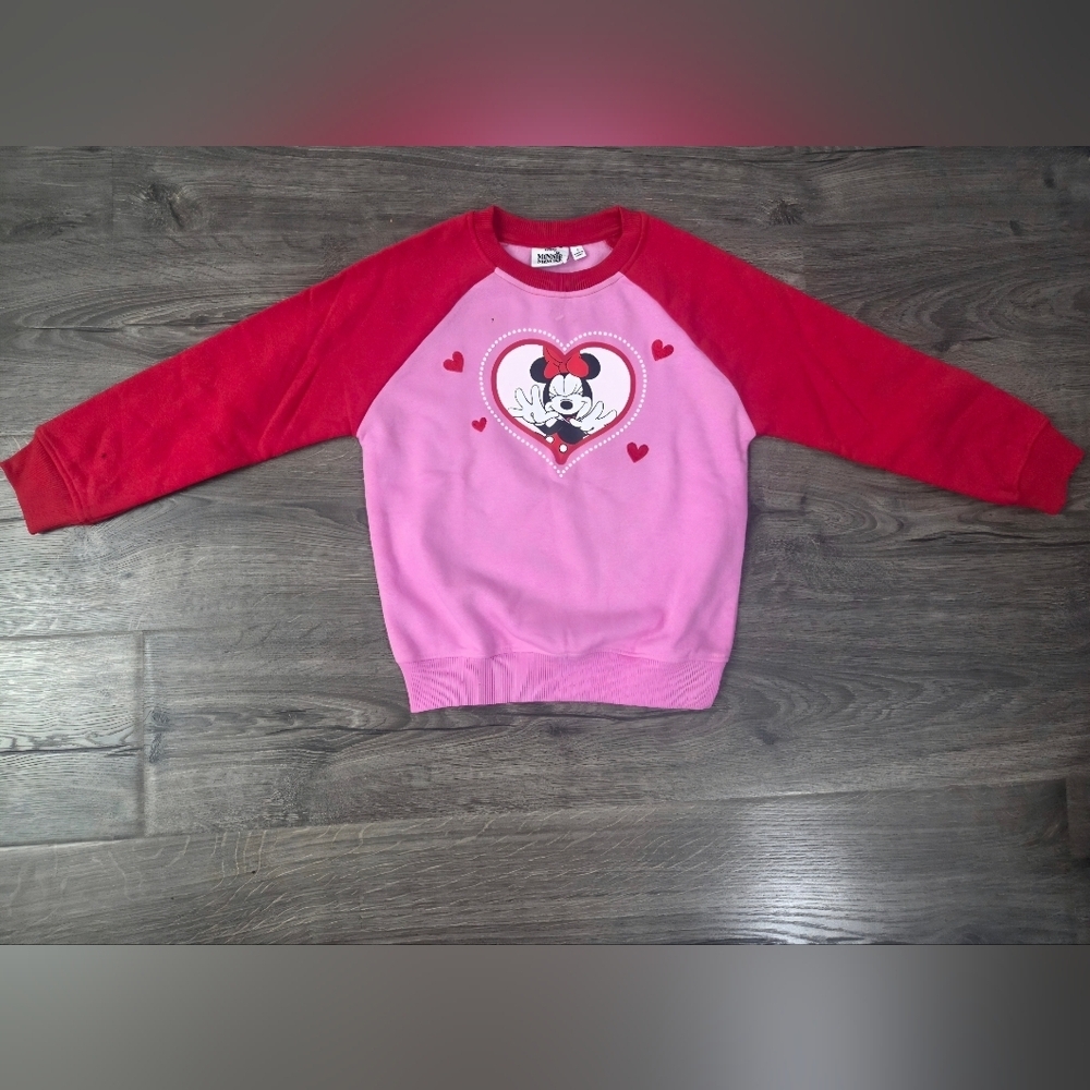 Disney Minnie Mouse Girls Sweatshirt - Size 7-  Perfect For Valentines Day! NEW